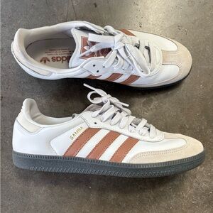 Adidas Samba White and Tan Sneakers